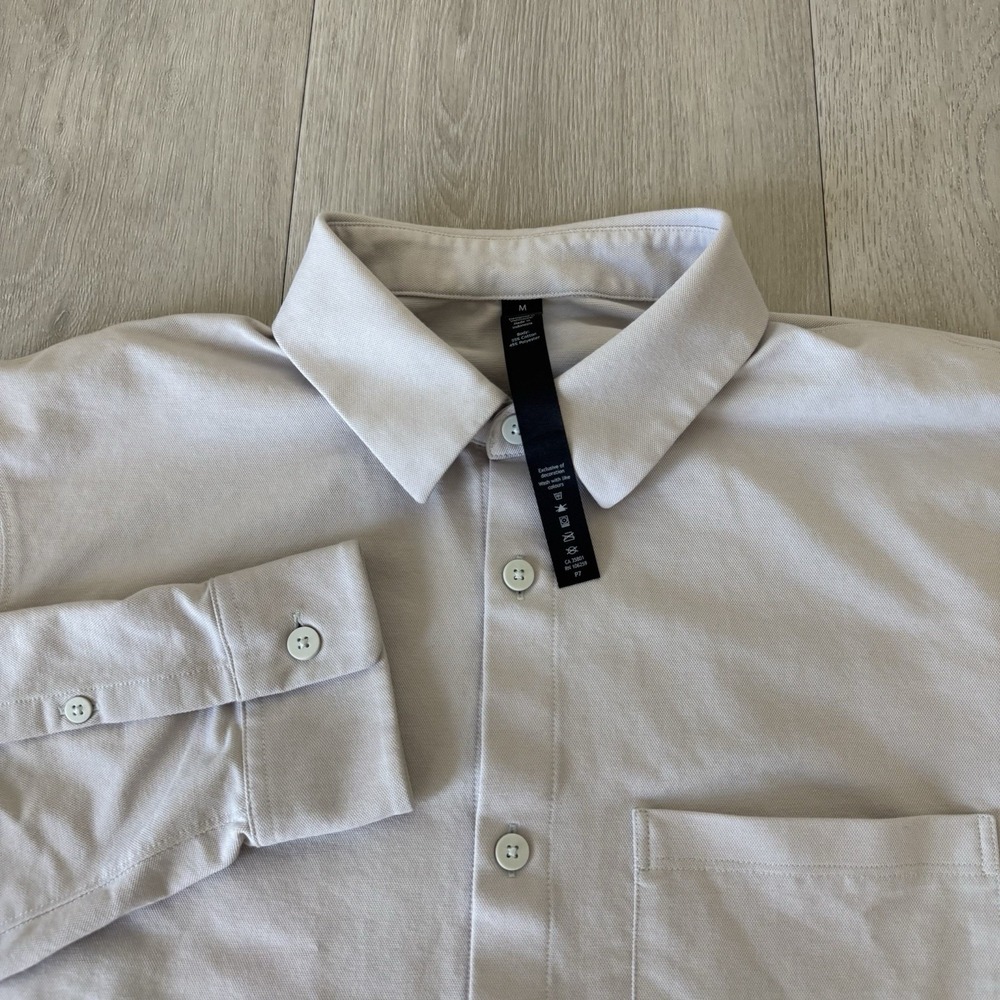 Lululemon Commission Long Sleeve Shirt Mens M Medium Grey Stretch Performance